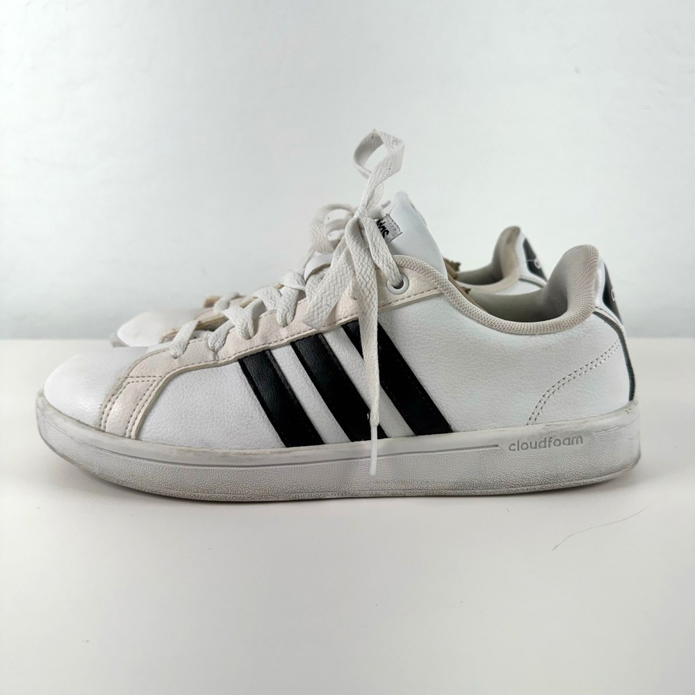 Adidas‎ Cloudfoam Advantage Women's White Black Stripes Sneakers Size 9.5 - Picture 10 of 16